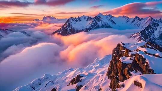 雪山云海日出全景
