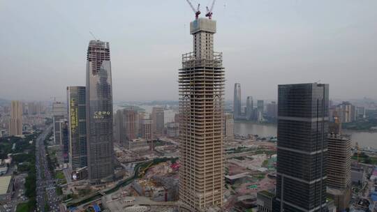 广州天河金融城地产建设吊塔绿地中心视频素材模板下载