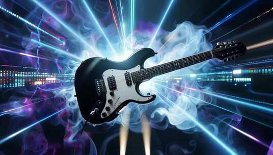 舞台特效下的电吉他素材