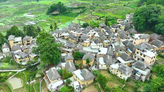 航拍云南旅游元阳梯田乡村农业村庄田园风景