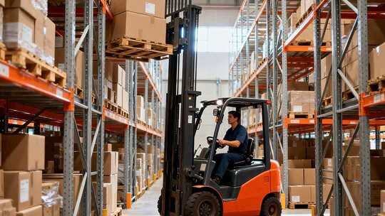 仓库叉车工人搬运货物素材