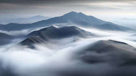 山顶云海山峦自然风景大气震撼旅行