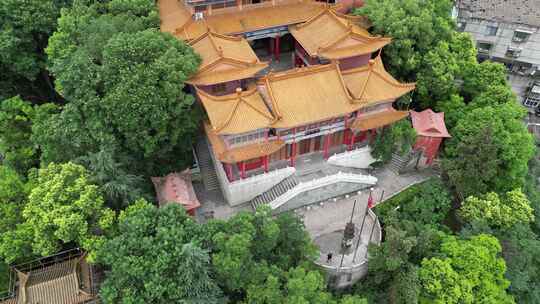 航拍衡阳回雁峰景区雁峰烟雨雁峰寺