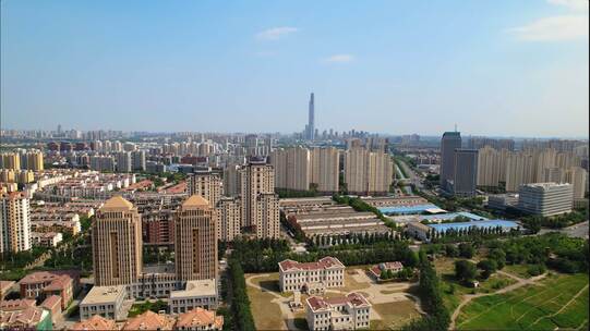 天津城市天际线航拍4k
