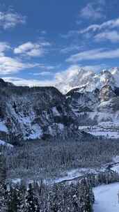 竖屏瑞士冬天雪山雪景