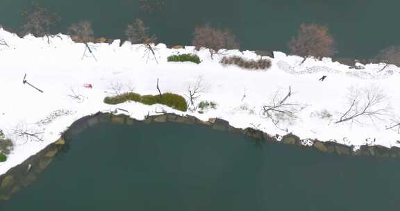 武汉地标紫阳公园雪景风光