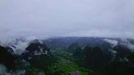 航拍雨后群山云雾缭绕山峦叠嶂山脉山川