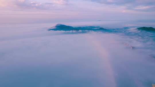 福建东山岛金銮湾海边日出云海航拍延时