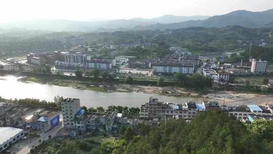 航拍湖北罗田县山村风景