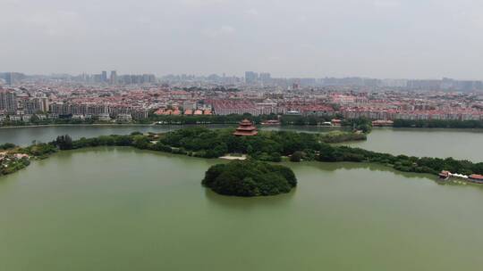 航拍福建泉州西湖公园4K