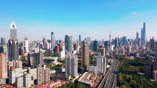 上海科技城市延安高架人民广场航拍
