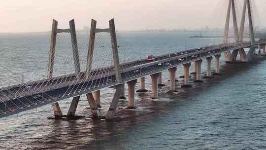 4K-印度孟买班德拉沃利跨海大桥视频素材模板下载
