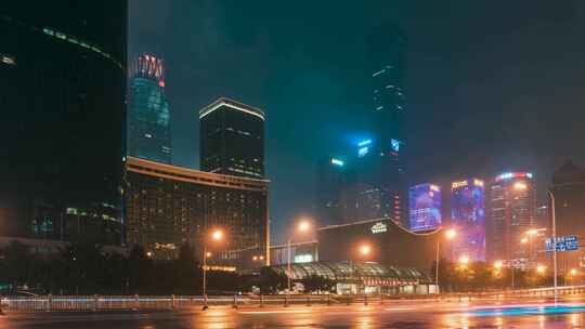 8K北京国贸CDB雨夜 延时摄影
