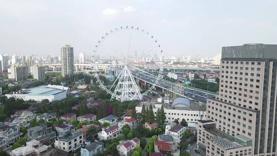 上海闵行区游乐园摩天轮虹梅路4K航拍