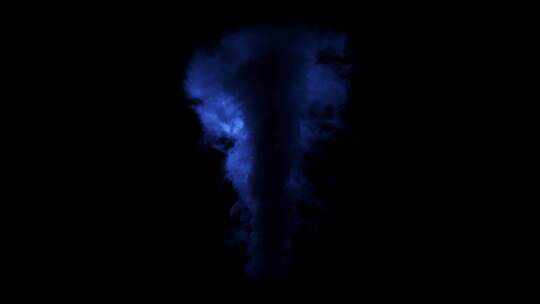 逼真的3d龙卷风动画在孤立的黑色上闪烁霓