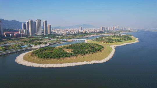 航拍厦门马銮湾生态公园