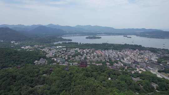 浙江杭州西湖全景大景航拍