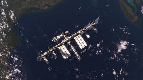 空间站卫星与地球视频素材模板下载