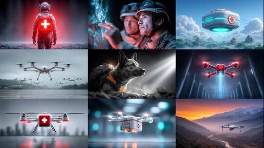 智能无人机助力灾区生命线高清在线视频素材下载