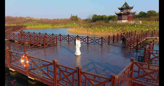 上海海湾公园古装美女风景