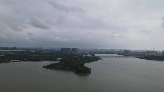 湖南岳阳芭蕉湖风景航拍