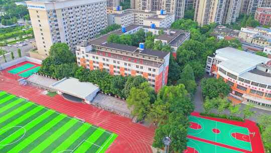 成都外国语学校教学楼操场体育馆建筑航拍