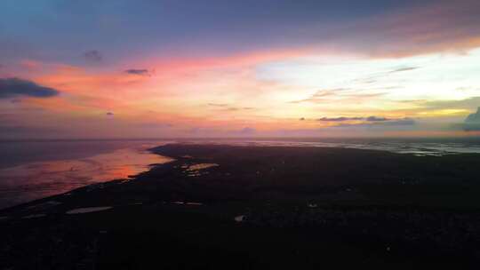 广西湛江海边夕阳落日大景航拍4K