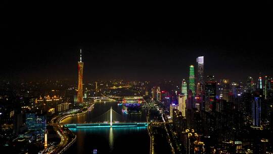 4K航拍广州地标城市群夜景集合