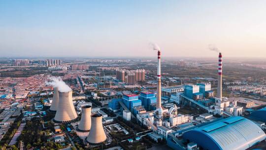 中国内蒙古呼和浩特燃煤火电厂航拍延时摄影视频素材模板下载