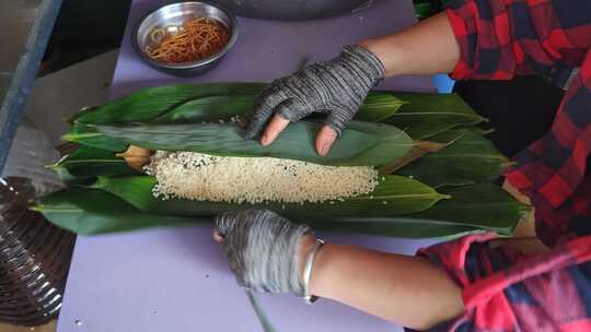 包粽子美食实拍端午节