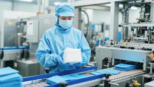 工人在车间操作生产流水线