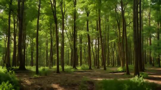 绿色森林树木分散缩小景观视频素材模板下载