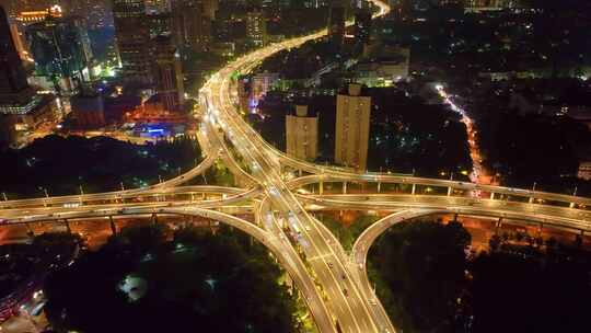 上海黄浦区延安东路立交桥高架桥俯视俯拍车