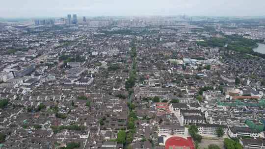 苏州城市风光平江路历史文化街区观前街航拍