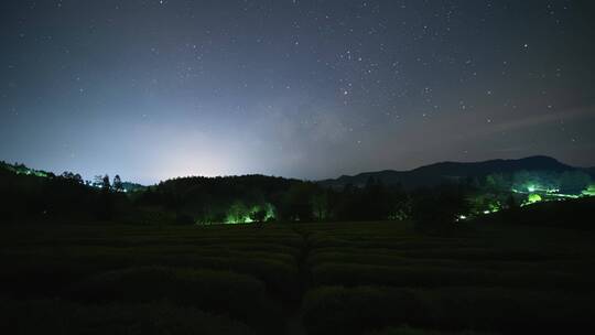 茶山茶园夜晚星空银河