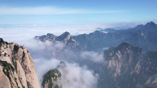 航拍西岳华山山顶自然风光云海天空