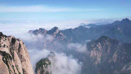 航拍西岳华山山顶自然风光云海天空视频素材模板下载