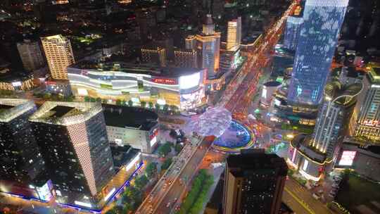 上海市城市地标车流马路交通运输夜晚夜景航