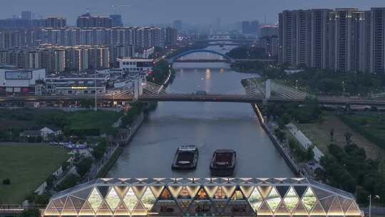 京杭运河苏州段浒墅关夜景（航拍运镜）