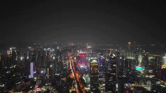 深圳南山区夜景航拍视频素材模板下载