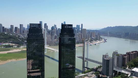 重庆南岸区地标建筑长江国际城市风光航拍