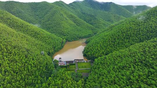 常州溧阳南山竹海航拍云海日落晚霞