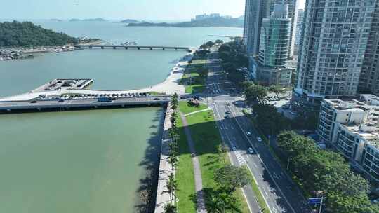 海边公路航拍沿海公路海岸线风光沿海大道