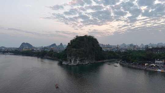 广西桂林象山景区桂林象鼻山航拍