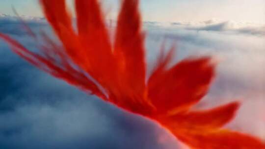 空中飘动的红色绸带