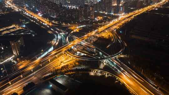 夜晚城市立交桥车轨视频素材模板下载