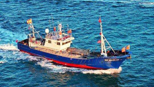 海上渔船青岛渔船航拍视频素材模板下载