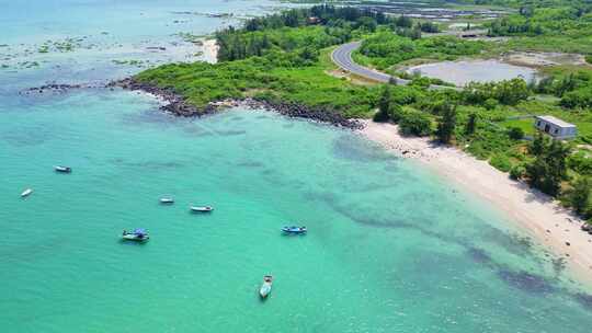 航拍海南环岛公路海洋森林海岸与海岸线航拍