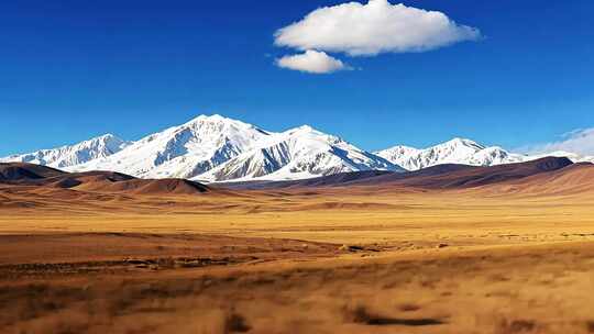 沙漠雪山自然风光全景