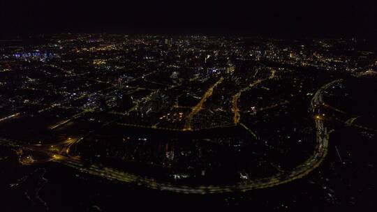 航拍福州城市夜景